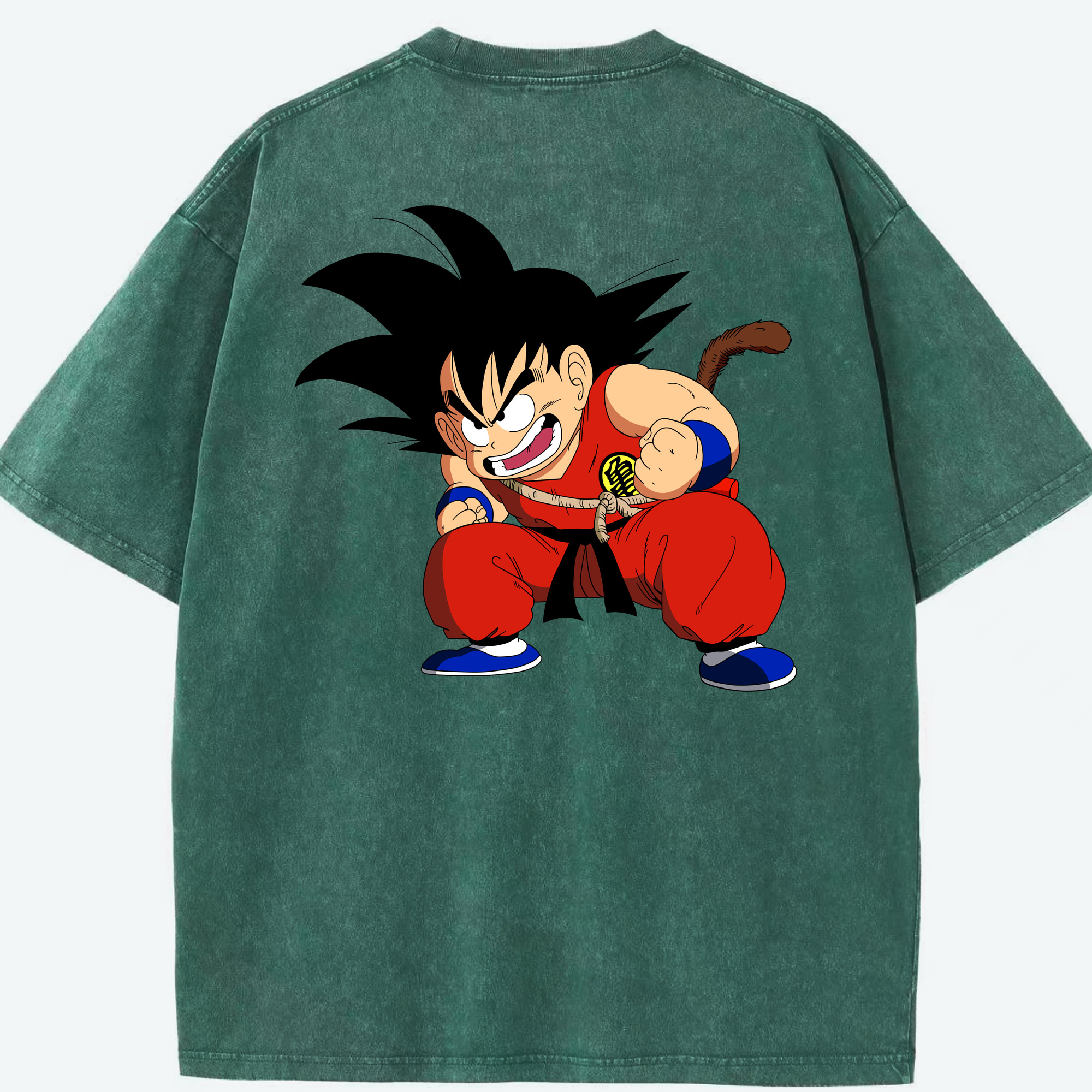 （画像用） ドラゴンボール 孫悟空（そん ごくう）Son Goku カカロット DRAGON BALL Kakarotto 綿100% ヴィンテージ風 半袖Tシャツ（背面プリント）